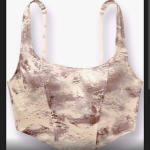 Victoria's Secret Satin LL Corset Bra/Top Tie Dye Cream and Brown NIP